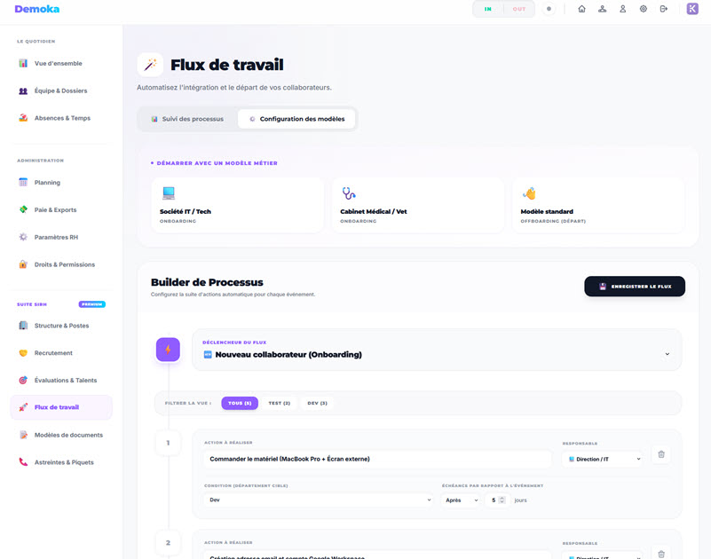 Interface KronoApp - Génération de Contrats